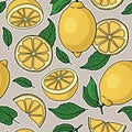 Seamless pattern with yellow lemons - illustration Royalty Free Stock Photo