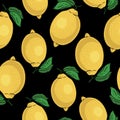 Seamless pattern with yellow lemons - illustration Royalty Free Stock Photo