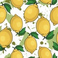 Seamless pattern with yellow lemons - illustration Royalty Free Stock Photo