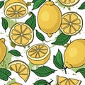 Seamless pattern with yellow lemons - illustration Royalty Free Stock Photo