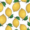 Seamless pattern with yellow lemons - illustration Royalty Free Stock Photo