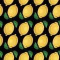 Seamless pattern with yellow lemons - illustration Royalty Free Stock Photo