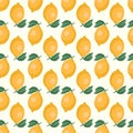 Seamless pattern with yellow lemons. Vector illustration Royalty Free Stock Photo