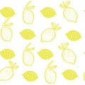 Seamless pattern of yellow lemons . vector illustration. Childish. Scandinavian style. Stylish repeating texture. Royalty Free Stock Photo
