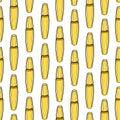 Seamless pattern of yellow mascara. white background. Hand drawing. Vector illustration. cartoon style Royalty Free Stock Photo