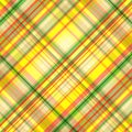 Seamless pattern in yellow orange and green cells, tartan, vector Royalty Free Stock Photo