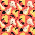 Seamless pattern with yellow pear. Fruit background, print for fabric and wallpaper Royalty Free Stock Photo