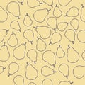 Seamless pattern with yellow pear. Fruit background. Vector print for fabric and wallpaper. Cartoon flat design Royalty Free Stock Photo