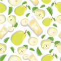 Seamless pattern with yellow pear and pear slash. Fruit background. Vector print for fabric and wallpaper Royalty Free Stock Photo