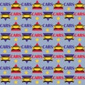 Seamless pattern with yellow race car. Vector illustrations Royalty Free Stock Photo