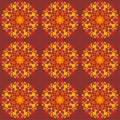 seamless pattern yellow red soft rose maroon floral flower mandala interior flat design background vector illustration Royalty Free Stock Photo