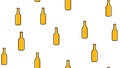 Seamless pattern of yellow repeating alcoholic beer glass bottles with beer frothy hop glass malt craft lager on a white Royalty Free Stock Photo