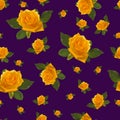 Seamless pattern yellow rose