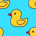 Seamless pattern yellow rubber duck. Vector illustration Royalty Free Stock Photo