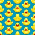 Seamless pattern with yellow rubber duck vector Royalty Free Stock Photo