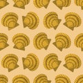 Seamless pattern with yellow shell in cartoon style. Image for wrapping paper