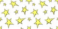 Seamless pattern of yellow stars in doodle flat style. Simple color background and texture on theme of night sky, space Royalty Free Stock Photo