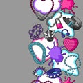 Seamless pattern with youth subculture symbols. Teenage creative illustration. Fashion necklaces in cartoon style.