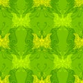 Seamless pattern with zentangle butterflies in green