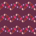 Seamless pattern with zigzag floral garland. Summer vector design. Royalty Free Stock Photo