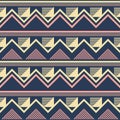 Seamless pattern with zigzag, striped rectangles and triangles