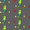 Seamless pattern with zombies and brain