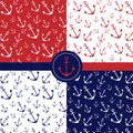 Seamless patterns with anchors Royalty Free Stock Photo