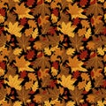 Seamless patterns with autumn leaves