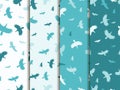 Seamless patterns with birds. Color mint blue. Vector Royalty Free Stock Photo