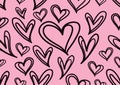 Seamless patterns with black hearts, Love background, heart shape vector, valentines day, texture, cloth, wedding wallpaper, paper