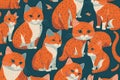 Seamless patterns of cats, repeating patterns design, fabric art