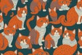 Seamless patterns of cats, repeating patterns design, fabric art