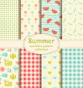 Summer picnic. Seamless patterns. Vector set. Royalty Free Stock Photo