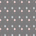 Seamless patterns. Childrens collection in the Scandinavian style. Cute unicorns - boy and girl with hearts on gray Royalty Free Stock Photo