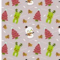 Seamless patterns of Christmas celebration with trees Royalty Free Stock Photo