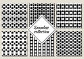 Seamless patterns collection. Rhombuses, triangles, pickets, forms backgrounds set. Diamond, shapes ornaments