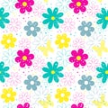 Seamless patterns with colorful flowers