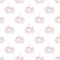 Seamless patterns. Cute baby in pajamas sleeps on a pillow. Decorative illustrations on a white background. line, outline. Vector