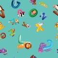 Animals alphabet background, Set of cartoon English type letters Royalty Free Stock Photo