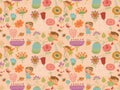 Seamless patterns with cute fairy with flowers Royalty Free Stock Photo