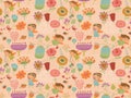 Seamless patterns with cute fairy with flowers