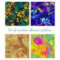 A set of four seamless colorful patterns consisting of bright spots Royalty Free Stock Photo