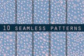 10 seamless patterns with drops. Rose quartz and serenity violet colors. The pattern for wallpaper, tiles, fabrics and designs. Royalty Free Stock Photo