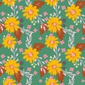 Seamless patterns with flowers and leaves Royalty Free Stock Photo