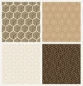 Seamless Patterns Geometry Hexagons Brown Color Set