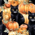 Seamless patterns Halloween day theme. Watercolor illustration background, Generative AI Royalty Free Stock Photo