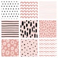 Seamless patterns with hand drawn scribble and spot. Abstract background with brush strokes. Vector texture. Royalty Free Stock Photo