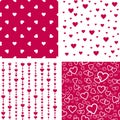 Seamless patterns with hearts. Valentine`s day, wedding party decorations set. Vector wrapping paper template Royalty Free Stock Photo