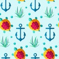 Seamless patterns nautical elements vector Royalty Free Stock Photo