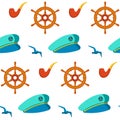 Seamless patterns nautical elements vector